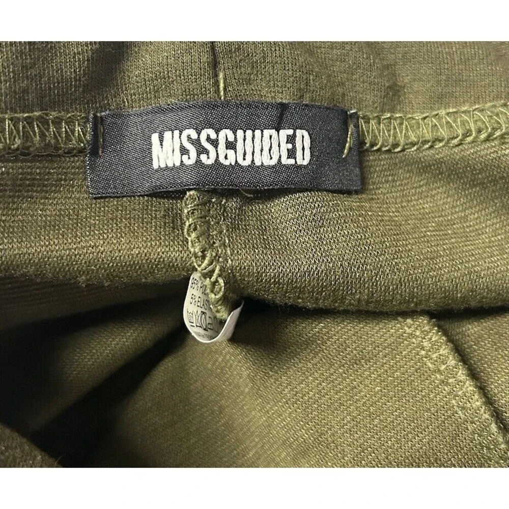 Missguided Sz 6 Pull On Leggings Cut Out Knee Army Green Yoga Stretch Women’s